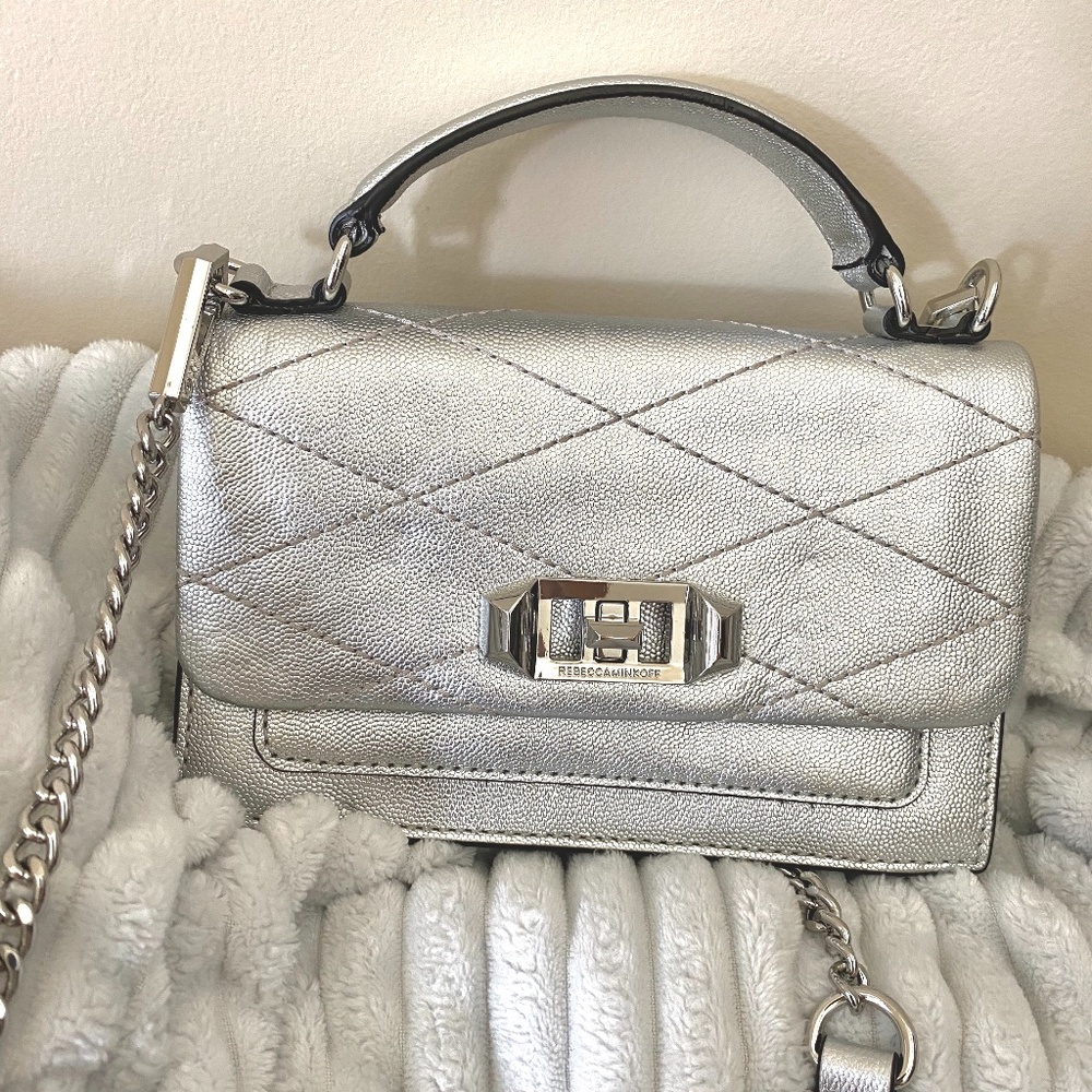 SILVER REBECCA MINKOFF CROSSBODY HANDBAG